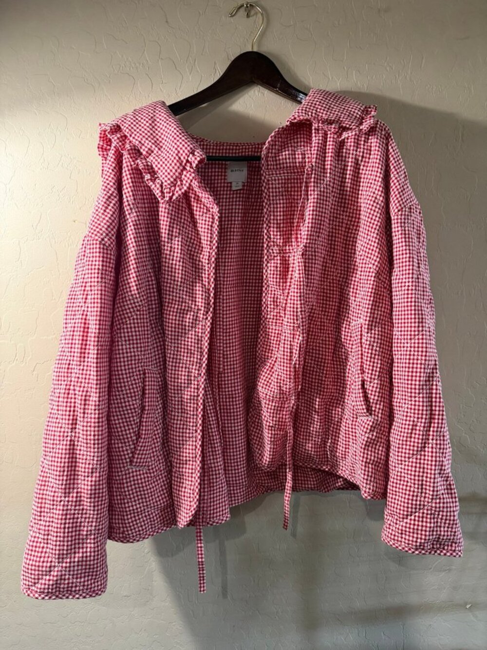 Maeve red and white gingham quilted jacket